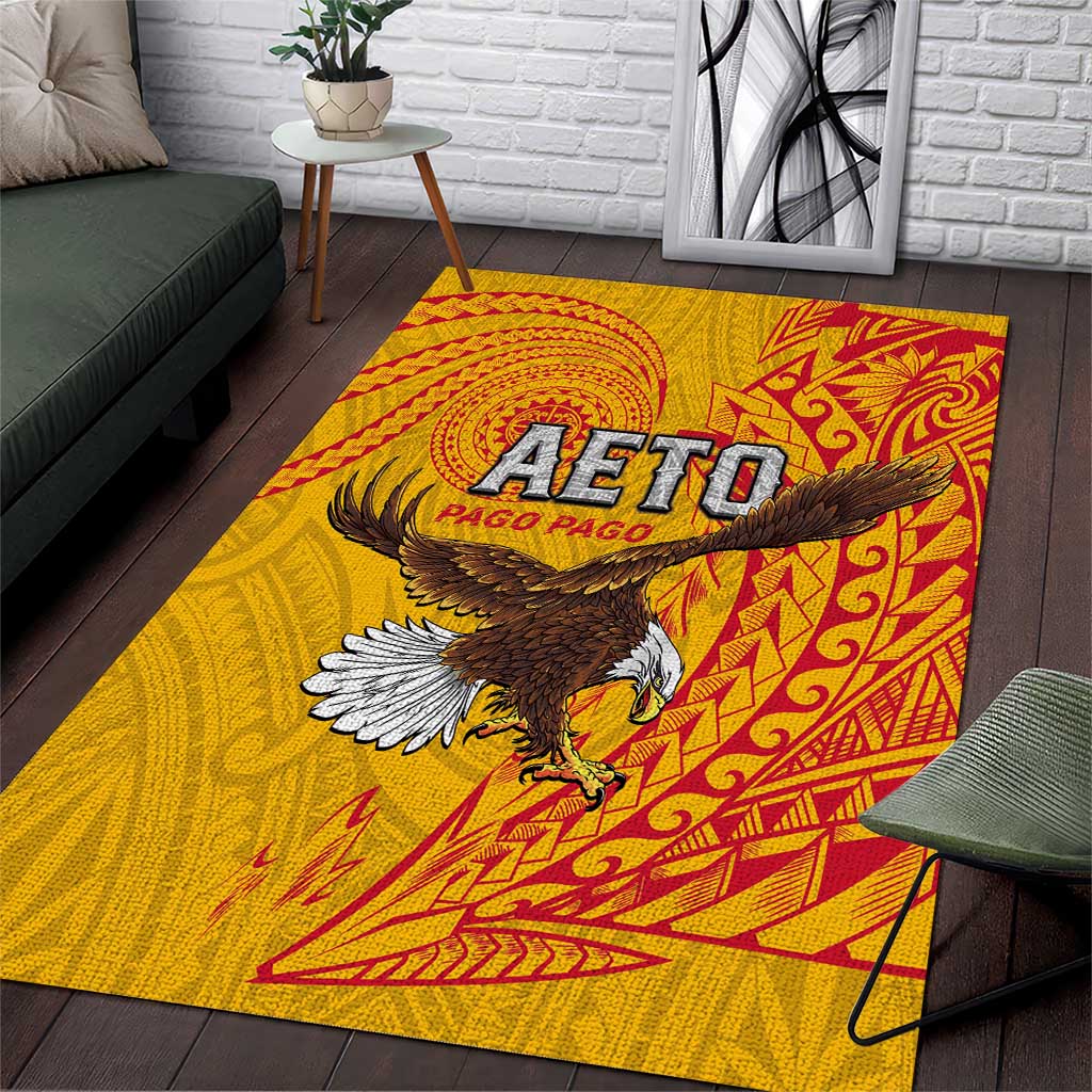 American Samoa Flag Day Area Rug Fautasi Race Pago Pago-Aeto Eagle Wings Tribal Style LT03 Multicolor - Polynesian Pride