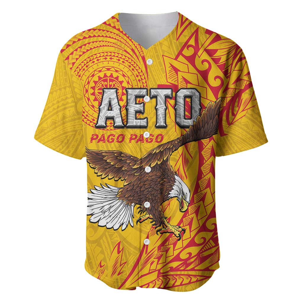 Personalised American Samoa Flag Day Baseball Jersey Fautasi Race Pago Pago-Aeto Eagle Wings Tribal Style LT03 Multicolor - Polynesian Pride