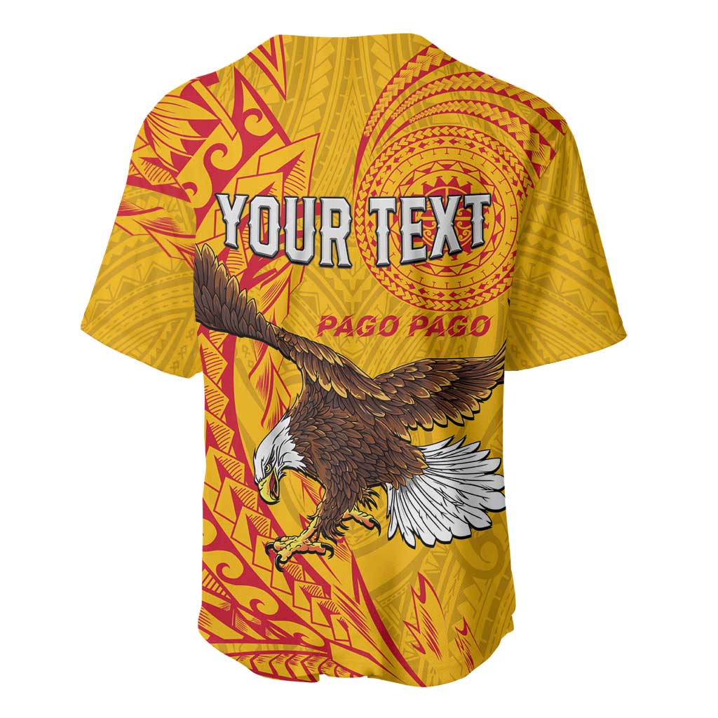 Personalised American Samoa Flag Day Baseball Jersey Fautasi Race Pago Pago-Aeto Eagle Wings Tribal Style LT03 - Polynesian Pride