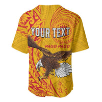 Personalised American Samoa Flag Day Baseball Jersey Fautasi Race Pago Pago-Aeto Eagle Wings Tribal Style LT03 - Polynesian Pride