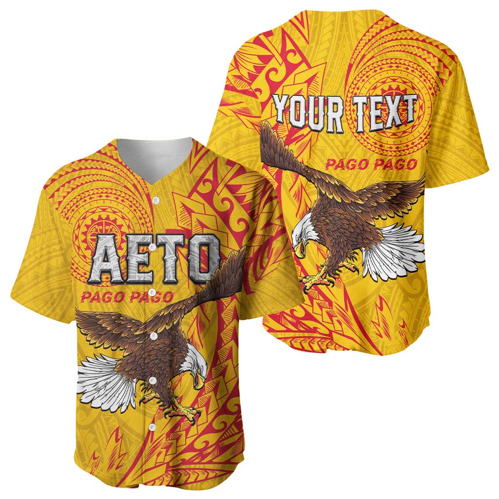 Personalised American Samoa Flag Day Baseball Jersey Fautasi Race Pago Pago-Aeto Eagle Wings Tribal Style LT03 - Polynesian Pride