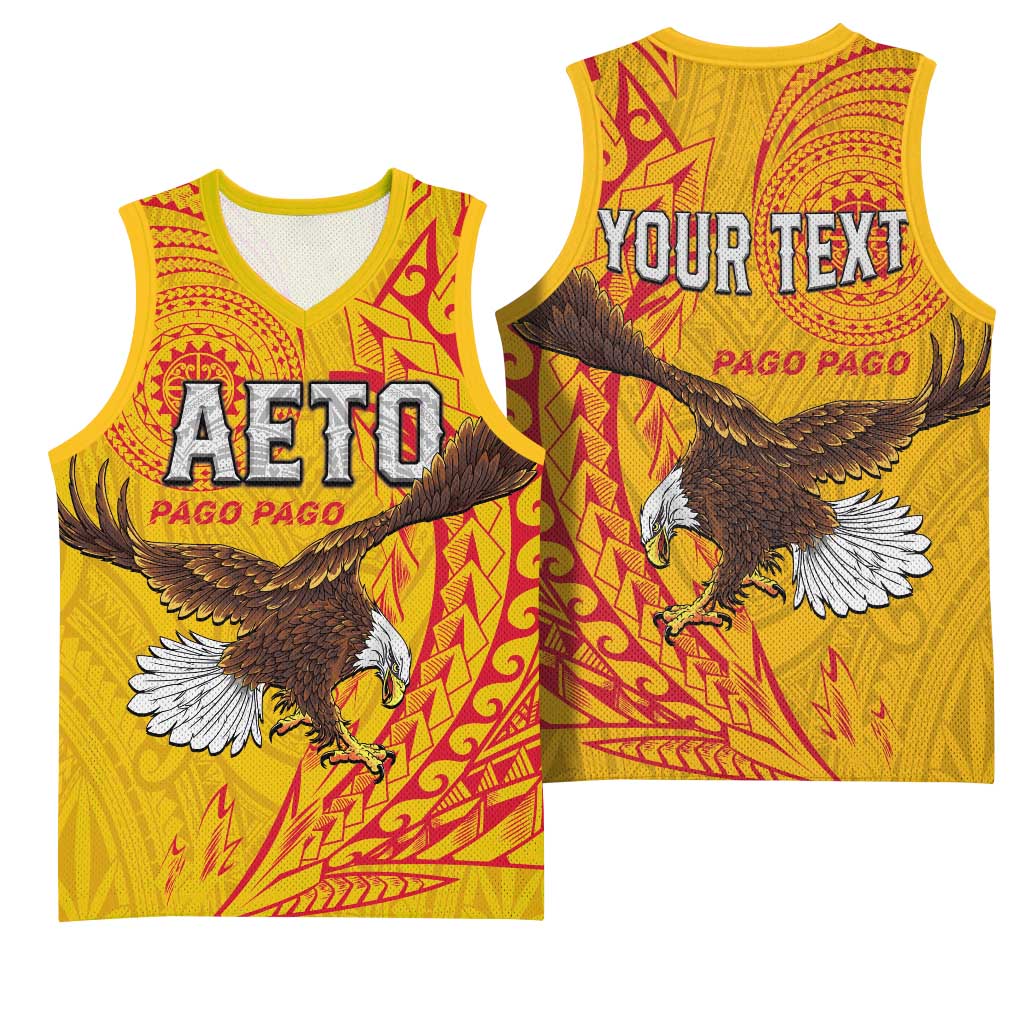 Personalised American Samoa Flag Day Basketball Jersey Fautasi Race Pago Pago-Aeto Eagle Wings Tribal Style