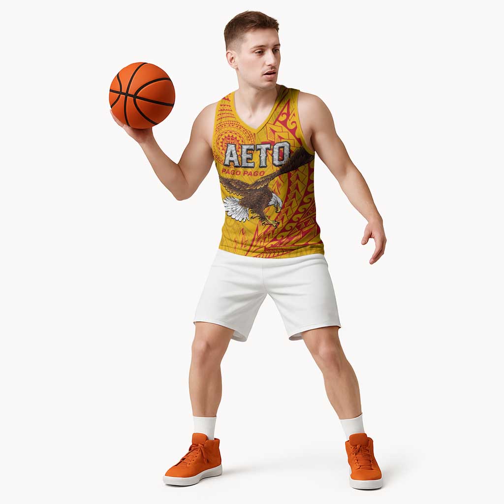 Personalised American Samoa Flag Day Basketball Jersey Fautasi Race Pago Pago-Aeto Eagle Wings Tribal Style