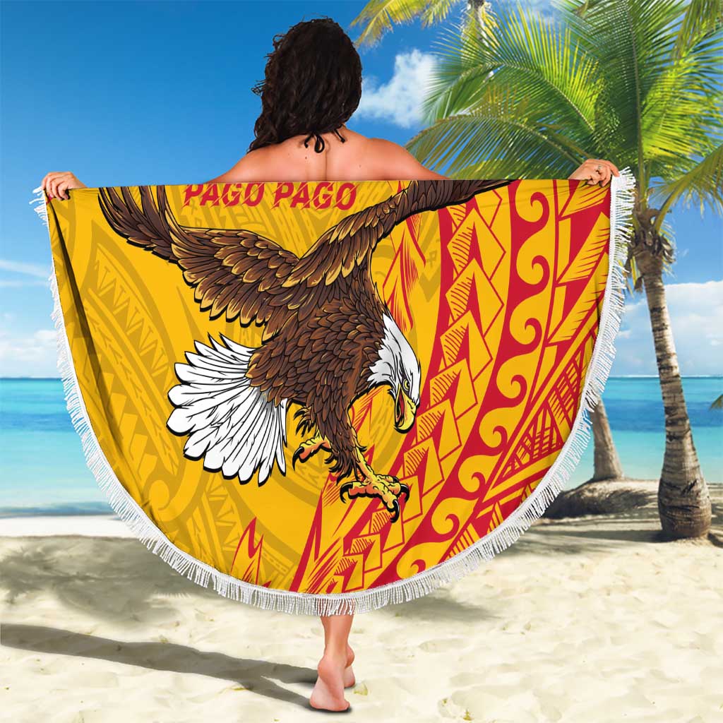 American Samoa Flag Day Beach Blanket Fautasi Race Pago Pago-Aeto Eagle Wings Tribal Style