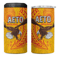 American Samoa Flag Day 4 in 1 Can Cooler Tumbler Fautasi Race Pago Pago-Aeto Eagle Wings Tribal Style