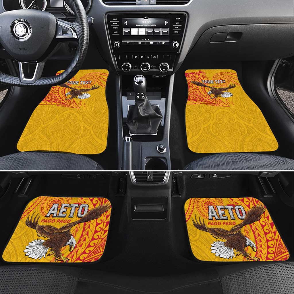 Personalised American Samoa Flag Day Car Mats Fautasi Race Pago Pago-Aeto Eagle Wings Tribal Style