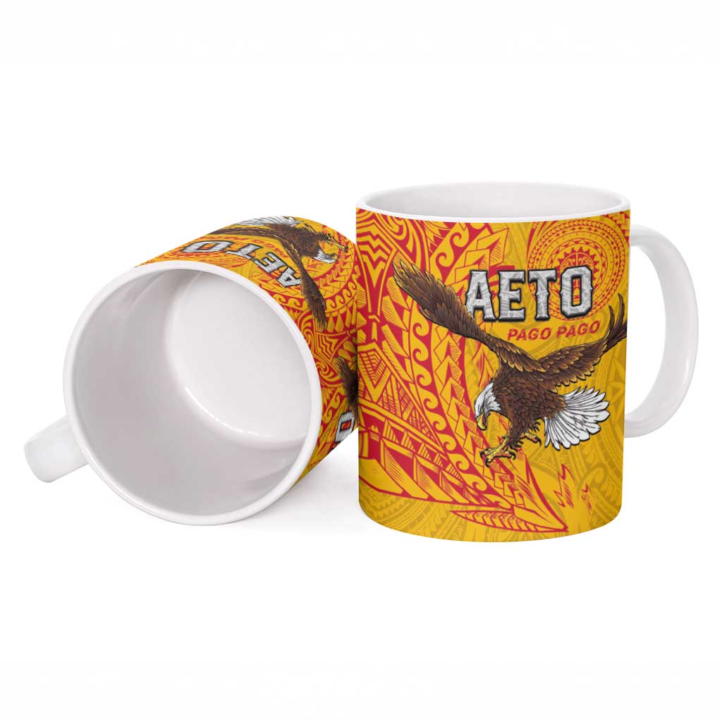 American Samoa Flag Day Ceramic Mug Fautasi Race Pago Pago-Aeto Eagle Wings Tribal Style