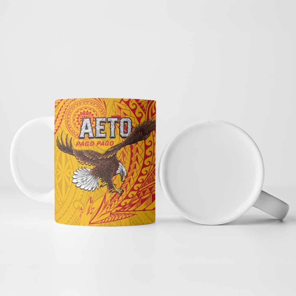 American Samoa Flag Day Ceramic Mug Fautasi Race Pago Pago-Aeto Eagle Wings Tribal Style