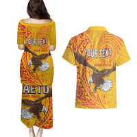 Personalised American Samoa Flag Day Couples Matching Puletasi and Hawaiian Shirt Fautasi Race Pago Pago-Aeto Eagle Wings Tribal Style