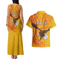 Personalised American Samoa Flag Day Couples Matching Tank Maxi Dress and Hawaiian Shirt Fautasi Race Pago Pago-Aeto Eagle Wings Tribal Style