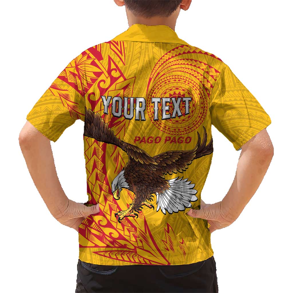 Personalised American Samoa Flag Day Family Matching Off Shoulder Maxi Dress and Hawaiian Shirt Fautasi Race Pago Pago-Aeto Eagle Wings Tribal Style LT03 - Polynesian Pride