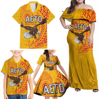 Personalised American Samoa Flag Day Family Matching Off Shoulder Maxi Dress and Hawaiian Shirt Fautasi Race Pago Pago-Aeto Eagle Wings Tribal Style LT03 - Polynesian Pride
