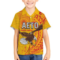 Personalised American Samoa Flag Day Family Matching Off Shoulder Maxi Dress and Hawaiian Shirt Fautasi Race Pago Pago-Aeto Eagle Wings Tribal Style LT03 Son's Shirt Multicolor - Polynesian Pride