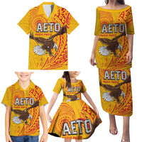 Personalised American Samoa Flag Day Family Matching Puletasi and Hawaiian Shirt Fautasi Race Pago Pago-Aeto Eagle Wings Tribal Style