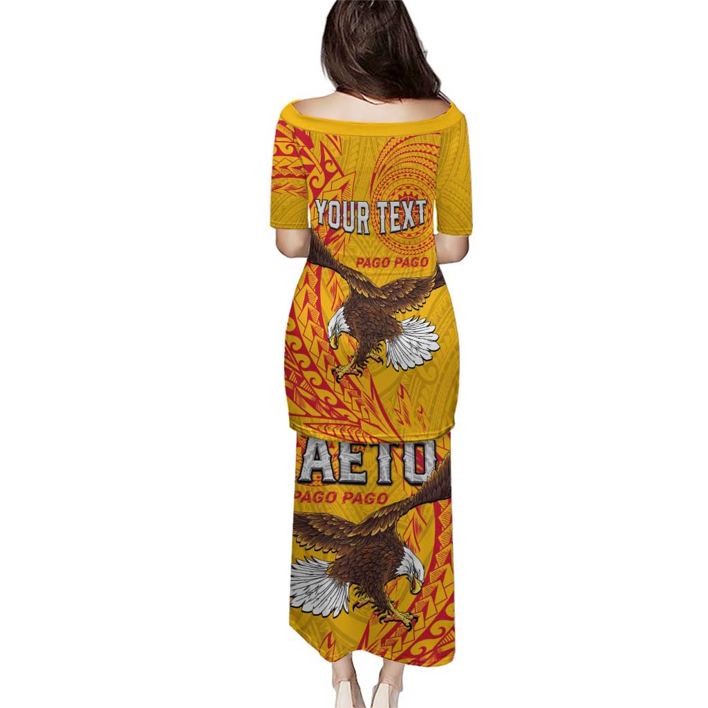 Personalised American Samoa Flag Day Family Matching Puletasi and Hawaiian Shirt Fautasi Race Pago Pago-Aeto Eagle Wings Tribal Style