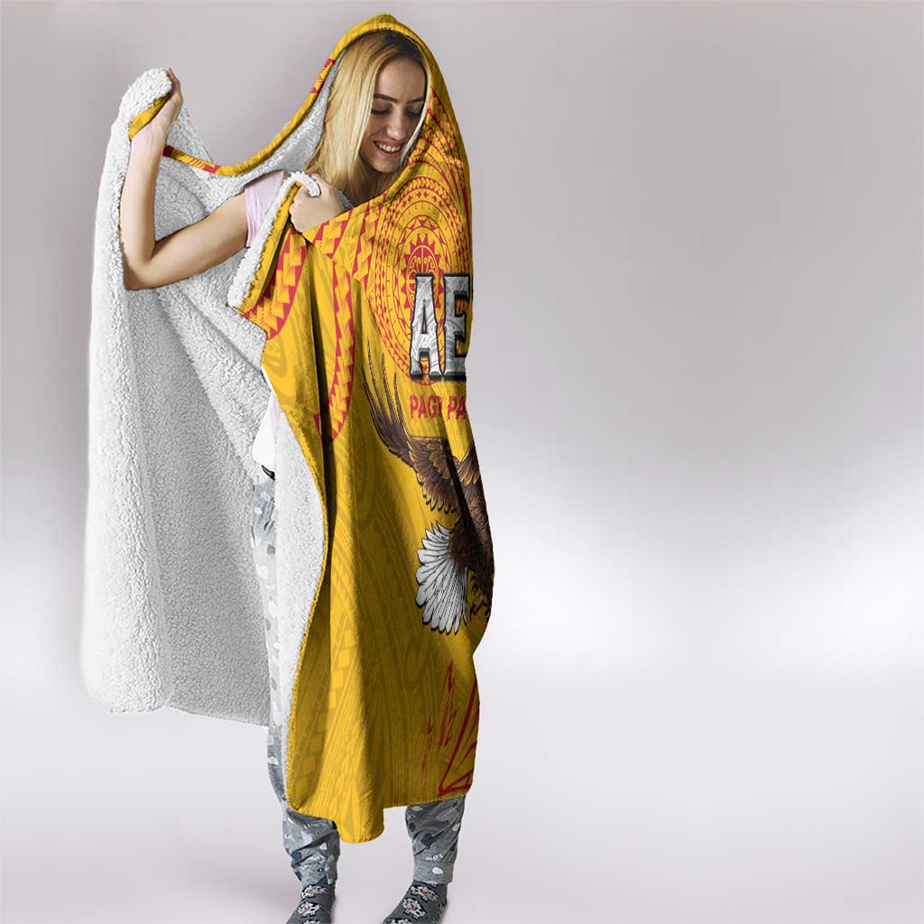 American Samoa Flag Day Hooded Blanket Fautasi Race Pago Pago-Aeto Eagle Wings Tribal Style LT03 - Polynesian Pride