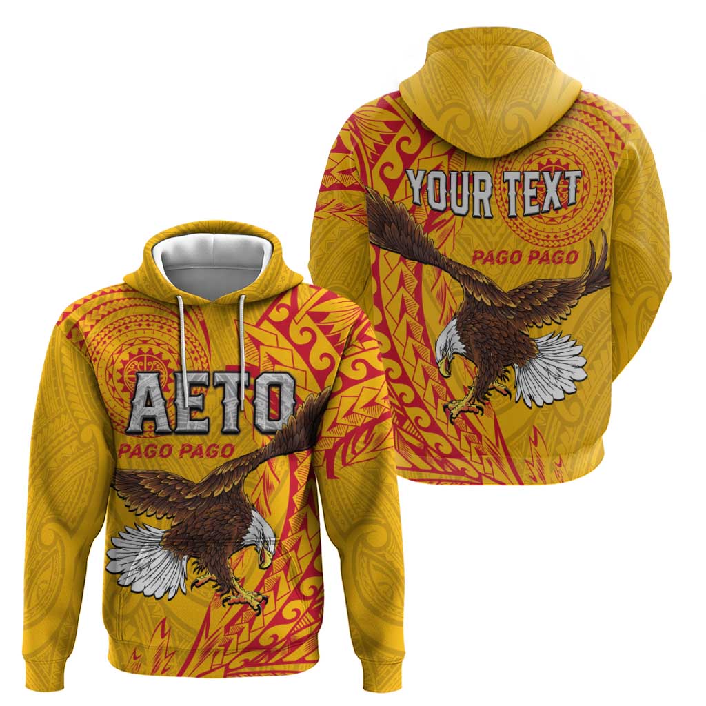 Personalised American Samoa Flag Day Hoodie Fautasi Race Pago Pago-Aeto Eagle Wings Tribal Style