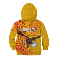 Personalised American Samoa Flag Day Kid Hoodie Fautasi Race Pago Pago-Aeto Eagle Wings Tribal Style