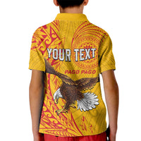Personalised American Samoa Flag Day Kid Polo Shirt Fautasi Race Pago Pago-Aeto Eagle Wings Tribal Style