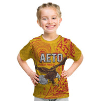 Personalised American Samoa Flag Day Kid T Shirt Fautasi Race Pago Pago-Aeto Eagle Wings Tribal Style