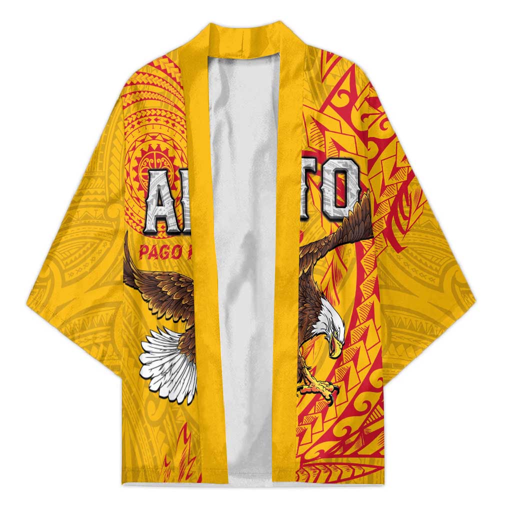 Personalised American Samoa Flag Day Kimono Fautasi Race Pago Pago-Aeto Eagle Wings Tribal Style LT03 Unisex Multicolor - Polynesian Pride