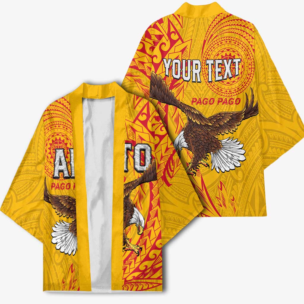 Personalised American Samoa Flag Day Kimono Fautasi Race Pago Pago-Aeto Eagle Wings Tribal Style LT03 - Polynesian Pride