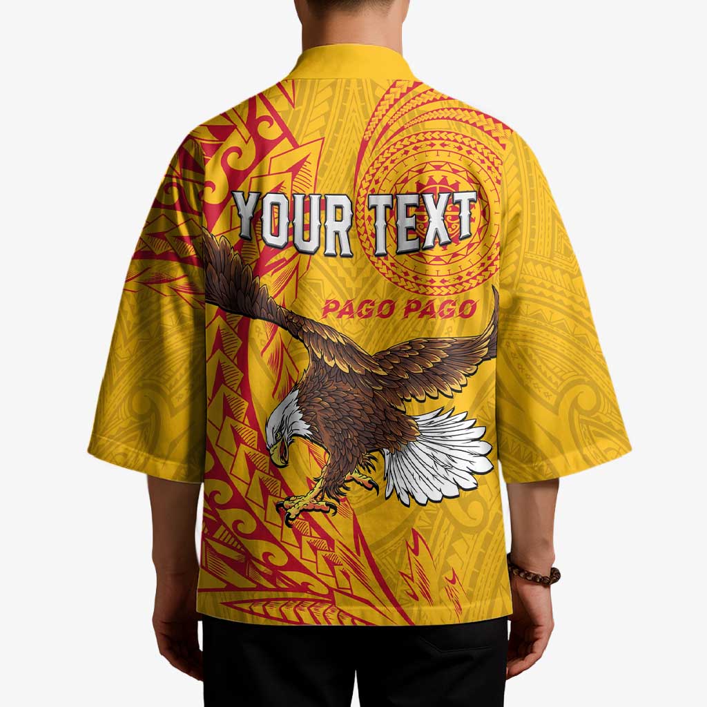 Personalised American Samoa Flag Day Kimono Fautasi Race Pago Pago-Aeto Eagle Wings Tribal Style LT03 - Polynesian Pride