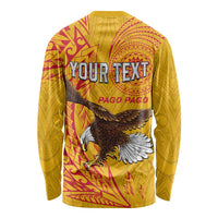 Personalised American Samoa Flag Day Long Sleeve Shirt Fautasi Race Pago Pago-Aeto Eagle Wings Tribal Style