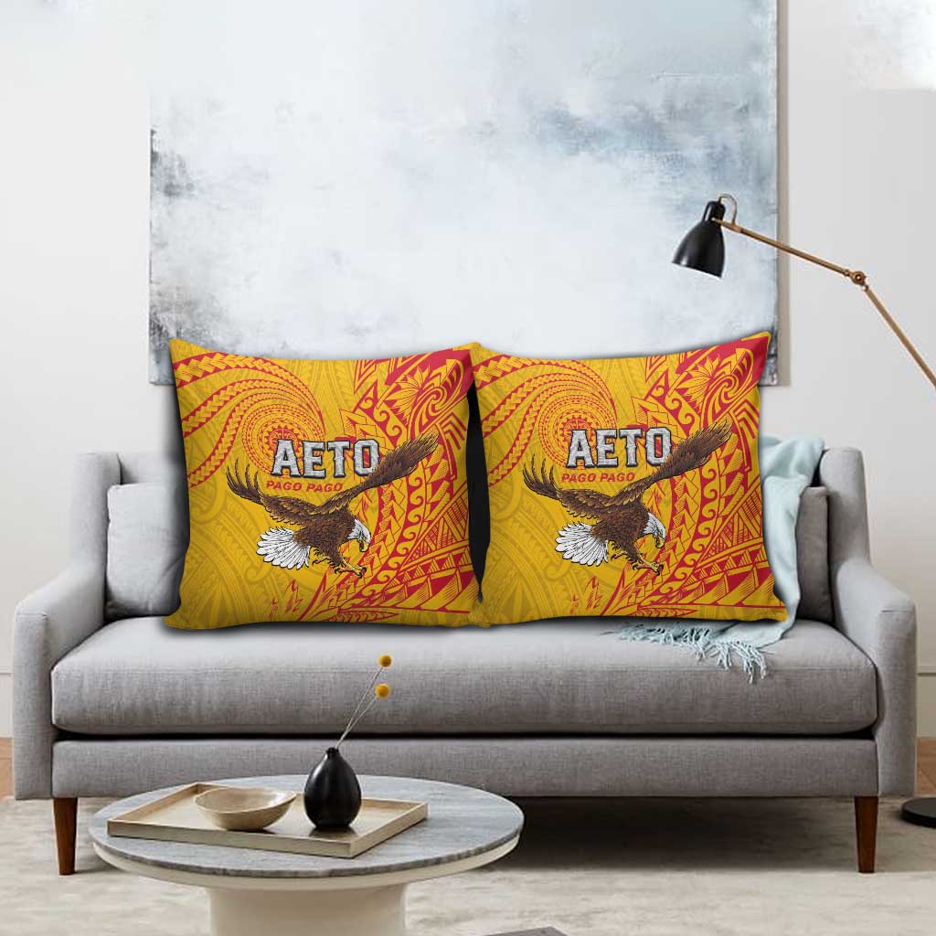 American Samoa Flag Day Pillow Cover Fautasi Race Pago Pago-Aeto Eagle Wings Tribal Style LT03 - Polynesian Pride