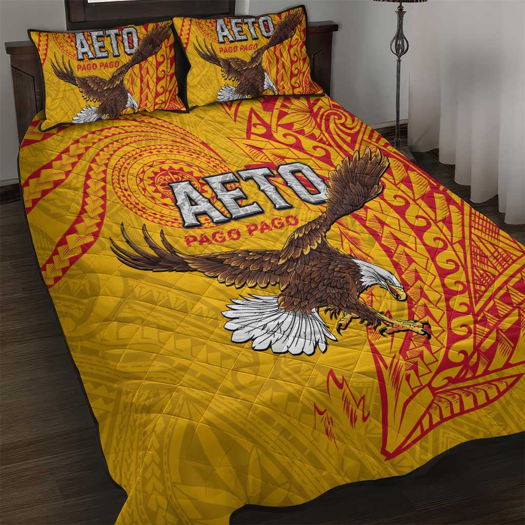 American Samoa Flag Day Quilt Bed Set Fautasi Race Pago Pago-Aeto Eagle Wings Tribal Style LT03 Multicolor - Polynesian Pride