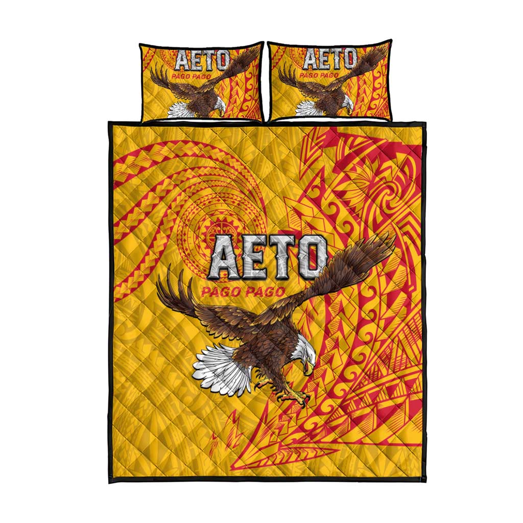 American Samoa Flag Day Quilt Bed Set Fautasi Race Pago Pago-Aeto Eagle Wings Tribal Style LT03 - Polynesian Pride