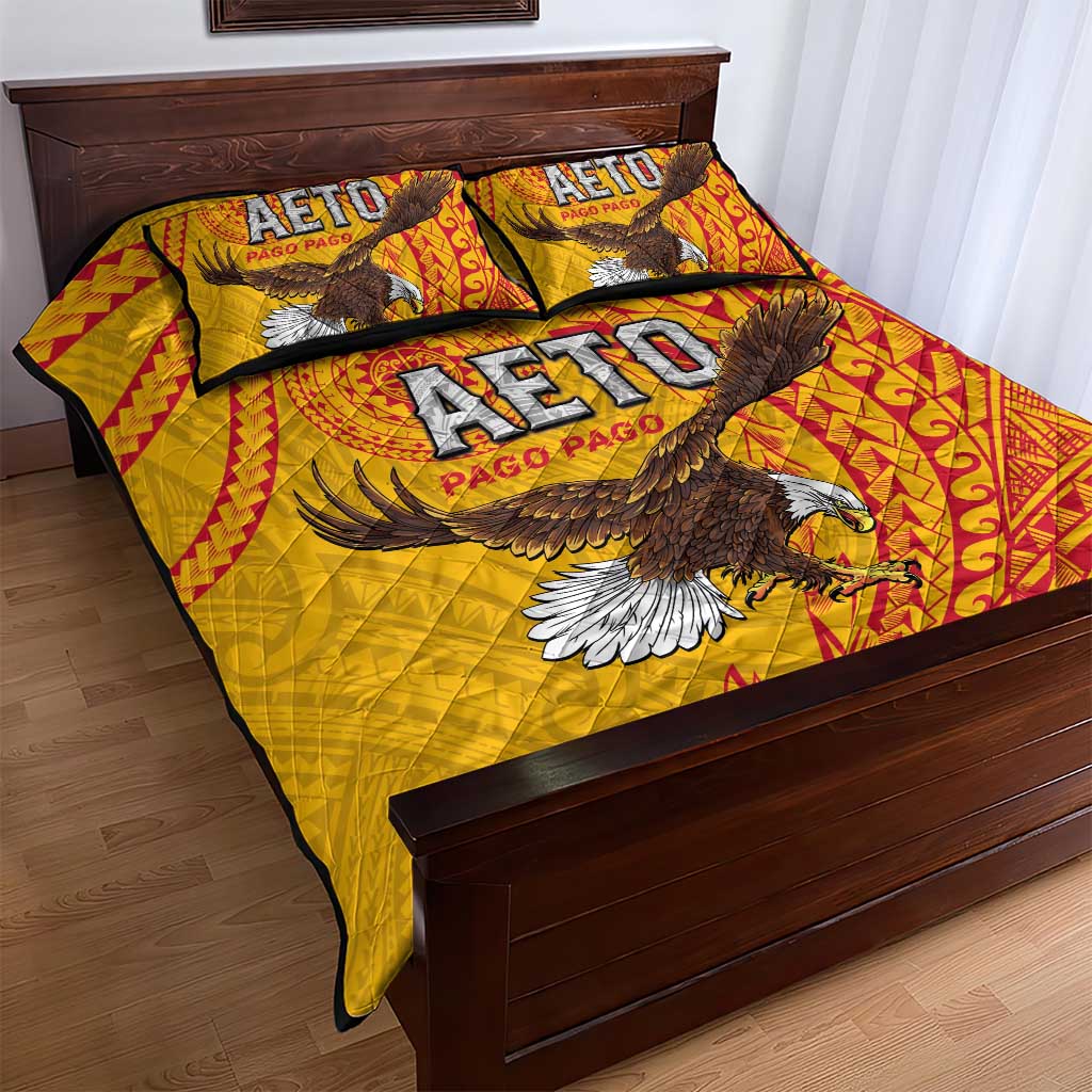 American Samoa Flag Day Quilt Bed Set Fautasi Race Pago Pago-Aeto Eagle Wings Tribal Style LT03 - Polynesian Pride