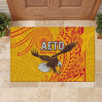 American Samoa Flag Day Rubber Doormat Fautasi Race Pago Pago-Aeto Eagle Wings Tribal Style LT03 Multicolor - Polynesian Pride