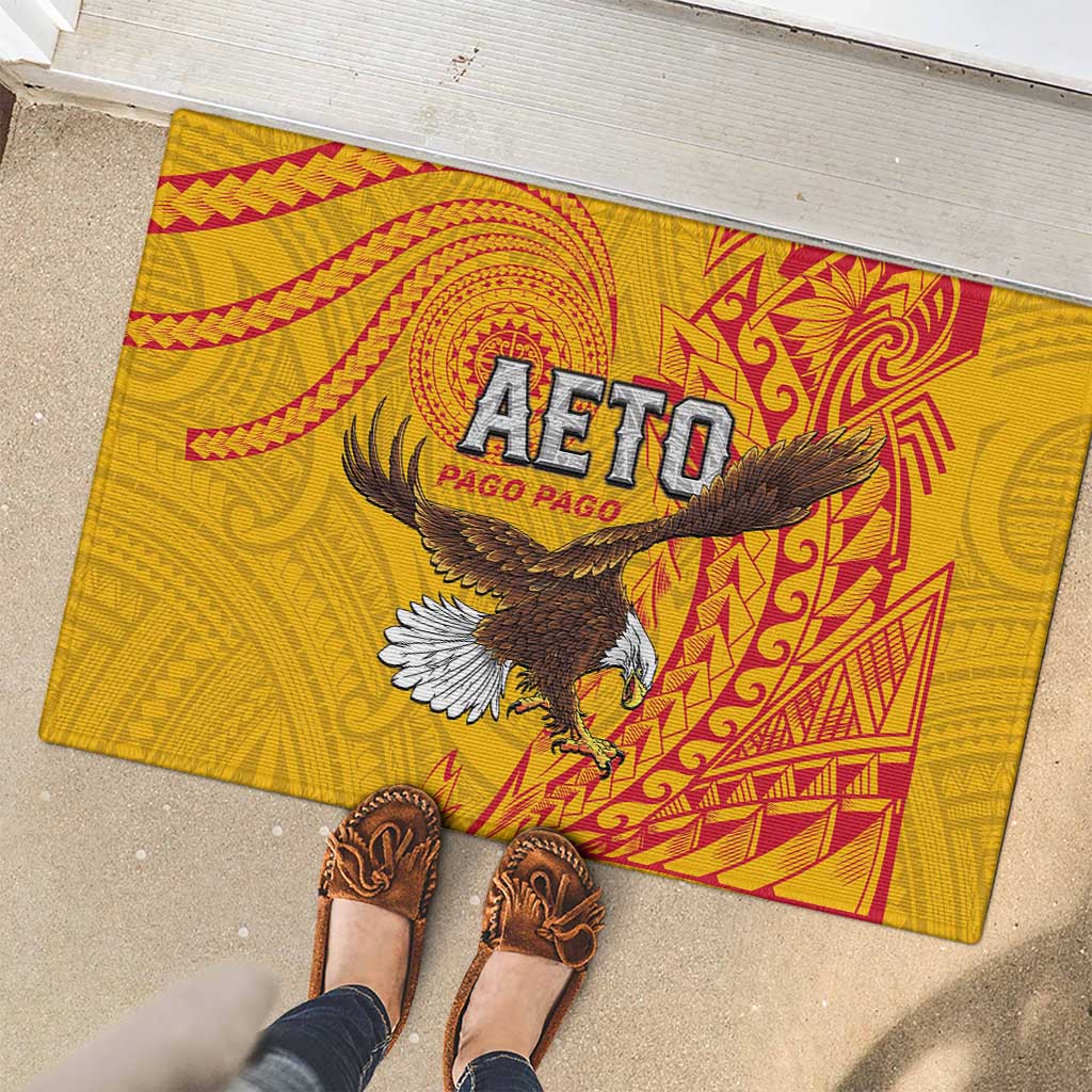 American Samoa Flag Day Rubber Doormat Fautasi Race Pago Pago-Aeto Eagle Wings Tribal Style LT03 - Polynesian Pride
