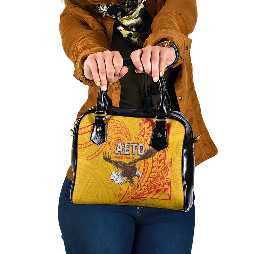 American Samoa Flag Day Shoulder Handbag Fautasi Race Pago Pago-Aeto Eagle Wings Tribal Style LT03 One Size Multicolor - Polynesian Pride