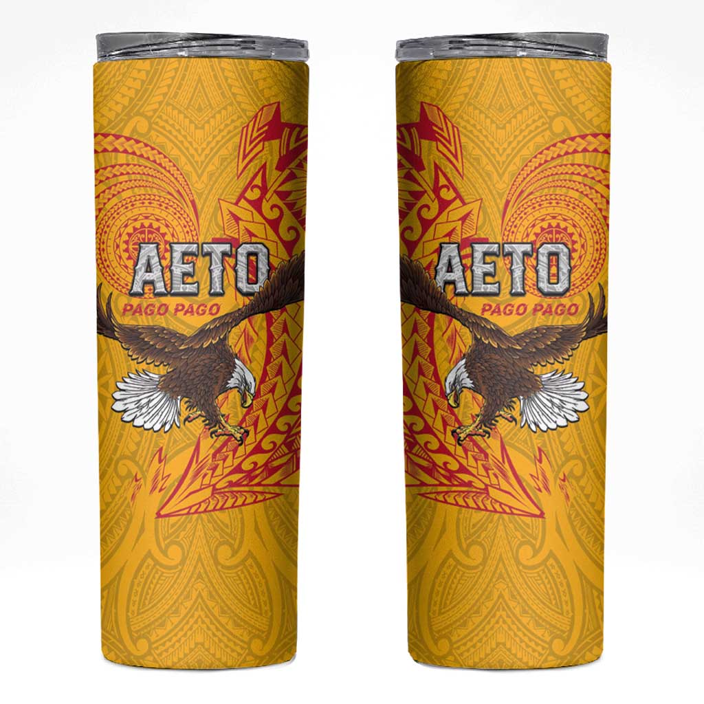American Samoa Flag Day Skinny Tumbler Fautasi Race Pago Pago-Aeto Eagle Wings Tribal Style