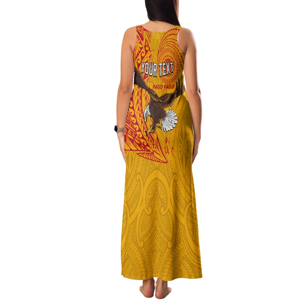 Personalised American Samoa Flag Day Tank Maxi Dress Fautasi Race Pago Pago-Aeto Eagle Wings Tribal Style