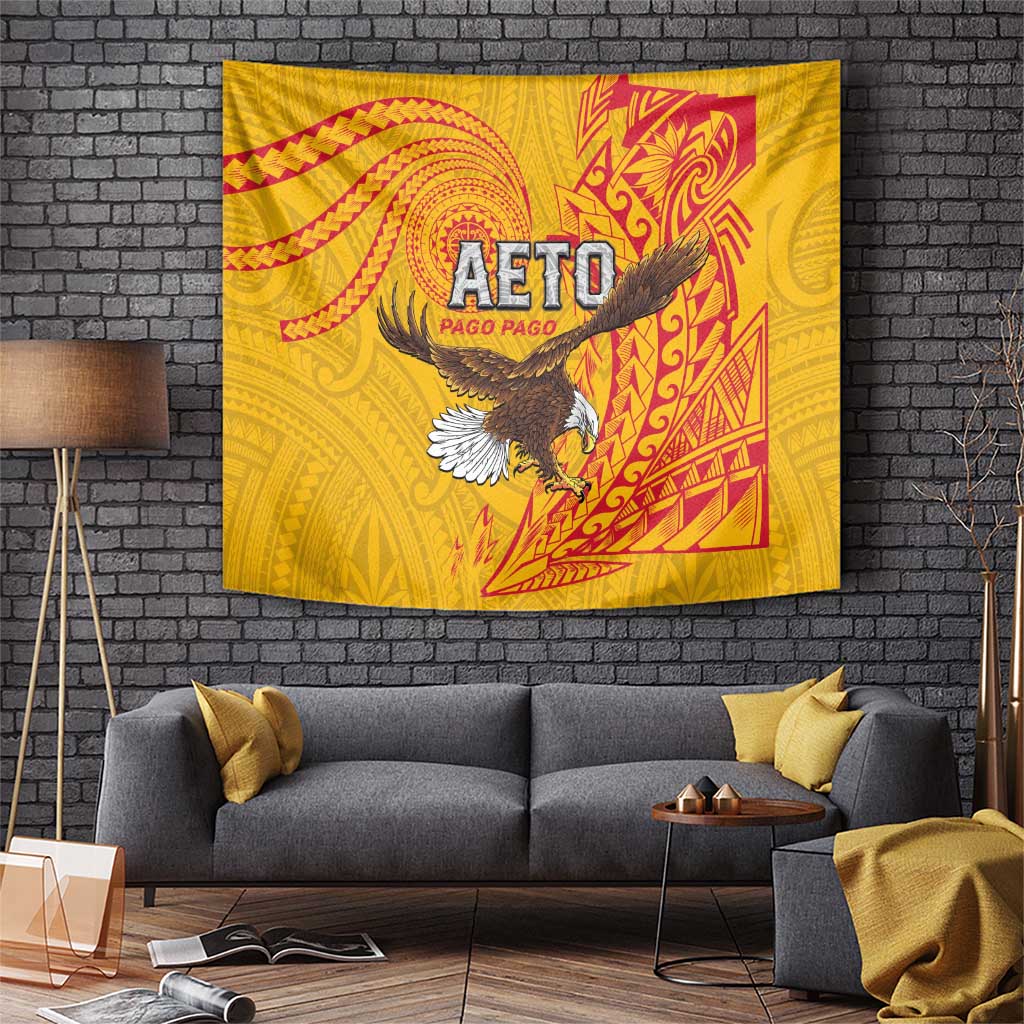 American Samoa Flag Day Tapestry Fautasi Race Pago Pago-Aeto Eagle Wings Tribal Style