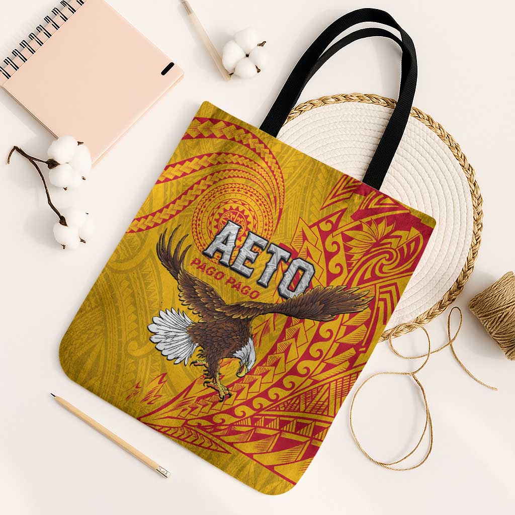 American Samoa Flag Day Tote Bag Fautasi Race Pago Pago-Aeto Eagle Wings Tribal Style LT03 Black Strap One Size Multicolor - Polynesian Pride
