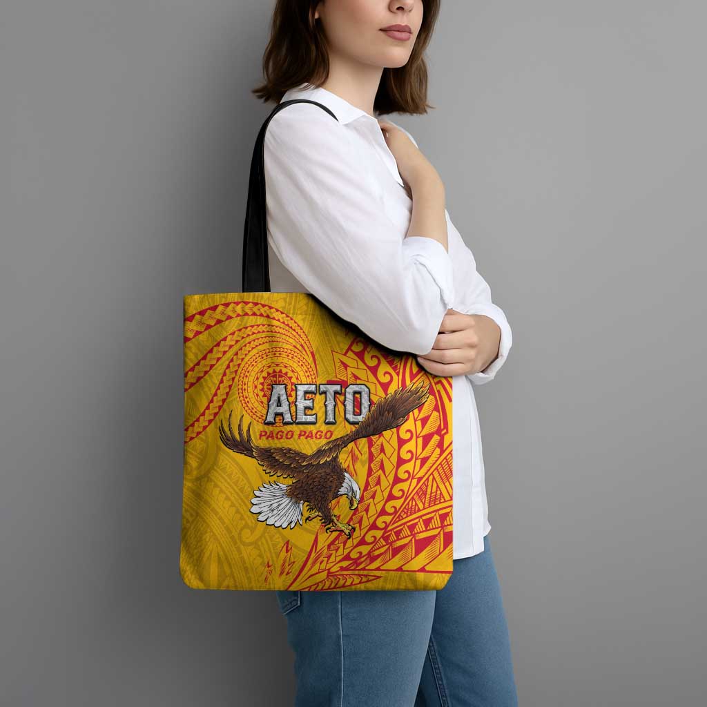 American Samoa Flag Day Tote Bag Fautasi Race Pago Pago-Aeto Eagle Wings Tribal Style LT03 - Polynesian Pride