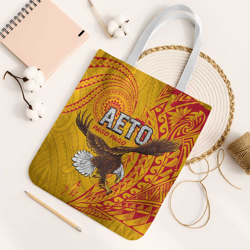 American Samoa Flag Day Tote Bag Fautasi Race Pago Pago-Aeto Eagle Wings Tribal Style LT03 White Strap One Size Multicolor - Polynesian Pride