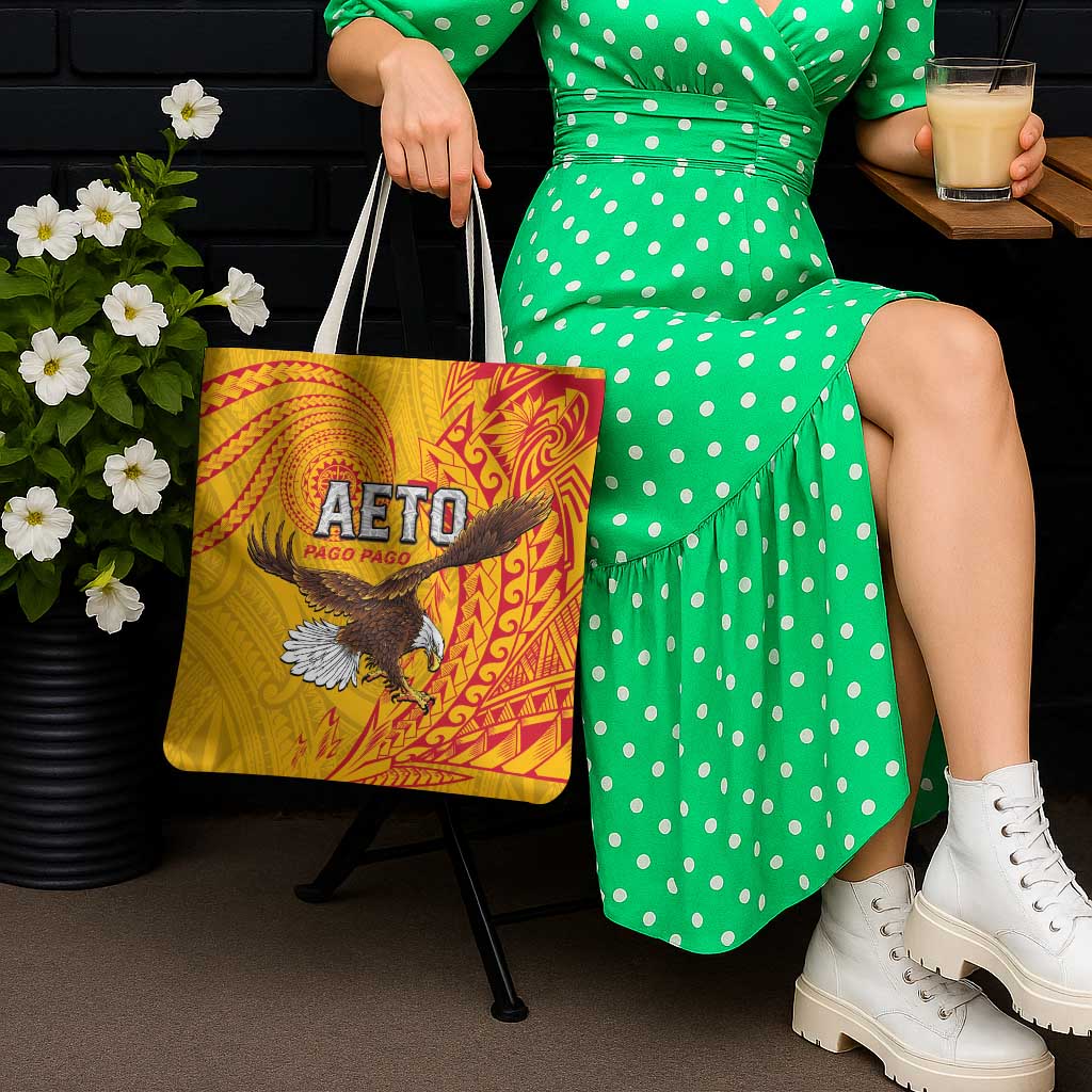 American Samoa Flag Day Tote Bag Fautasi Race Pago Pago-Aeto Eagle Wings Tribal Style LT03 - Polynesian Pride