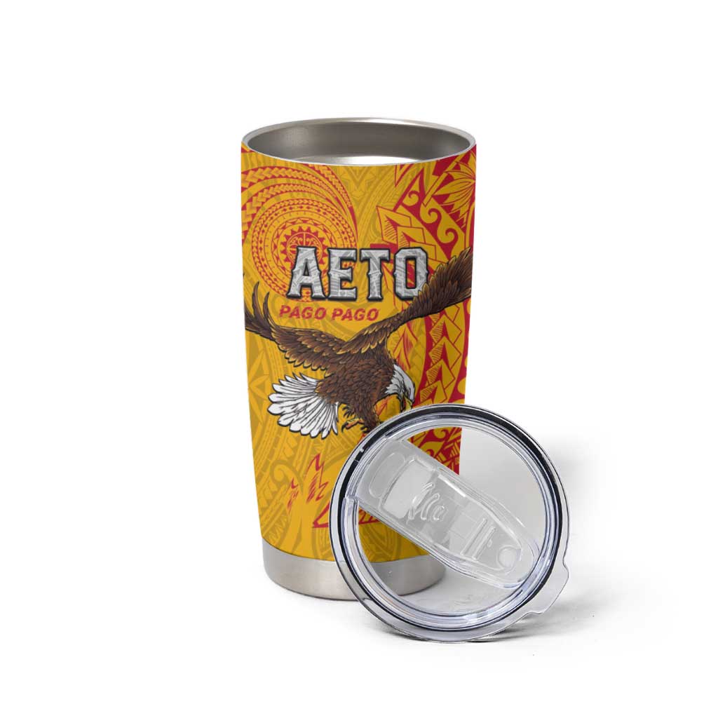 American Samoa Flag Day Tumbler Cup Fautasi Race Pago Pago-Aeto Eagle Wings Tribal Style