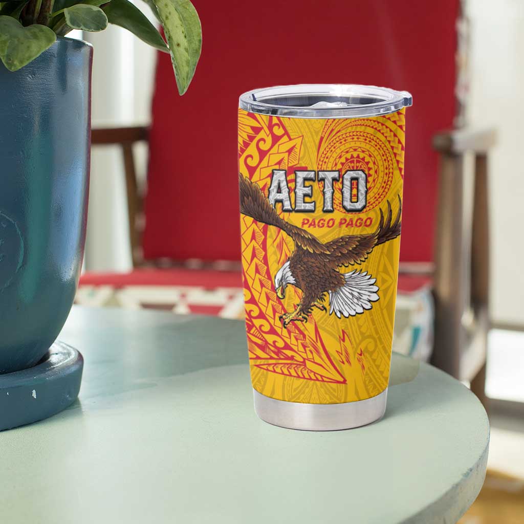 American Samoa Flag Day Tumbler Cup Fautasi Race Pago Pago-Aeto Eagle Wings Tribal Style