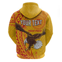 Personalised American Samoa Flag Day Zip Hoodie Fautasi Race Pago Pago-Aeto Eagle Wings Tribal Style