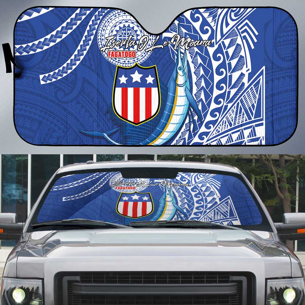 American Samoa Flag Day Auto Sun Shade Fautasi Race Fagatogo-Iseula O Le Moana Sailfish Tribal Style