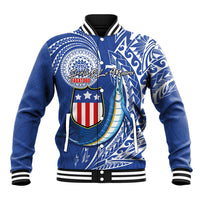 Personalised American Samoa Flag Day Baseball Jacket Fautasi Race Fagatogo-Iseula O Le Moana Sailfish Tribal Style LT03 Unisex Multicolor - Polynesian Pride