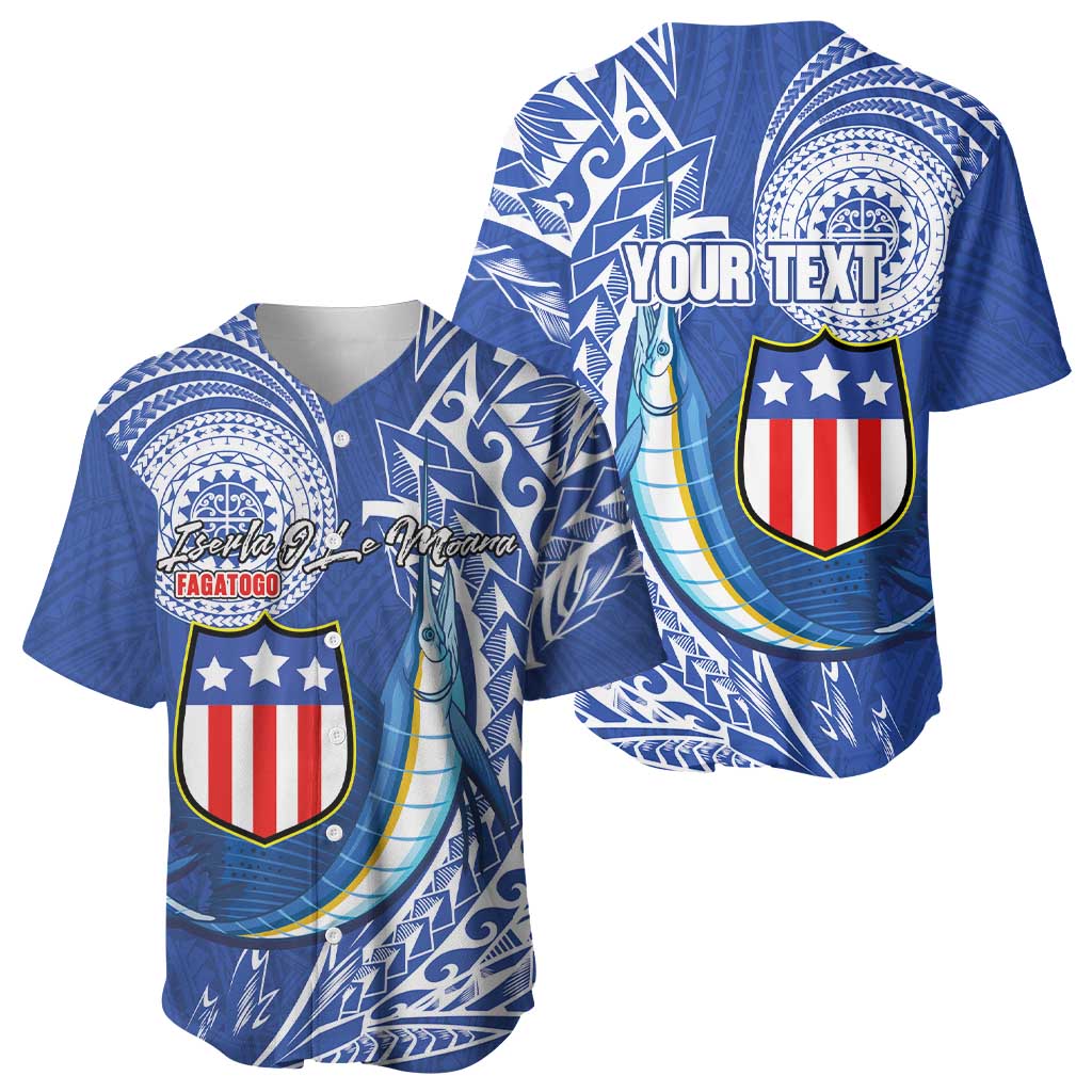 Personalised American Samoa Flag Day Baseball Jersey Fautasi Race Fagatogo-Iseula O Le Moana Sailfish Tribal Style