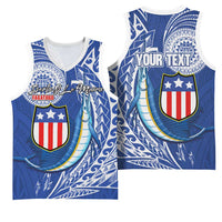 Personalised American Samoa Flag Day Basketball Jersey Fautasi Race Fagatogo-Iseula O Le Moana Sailfish Tribal Style