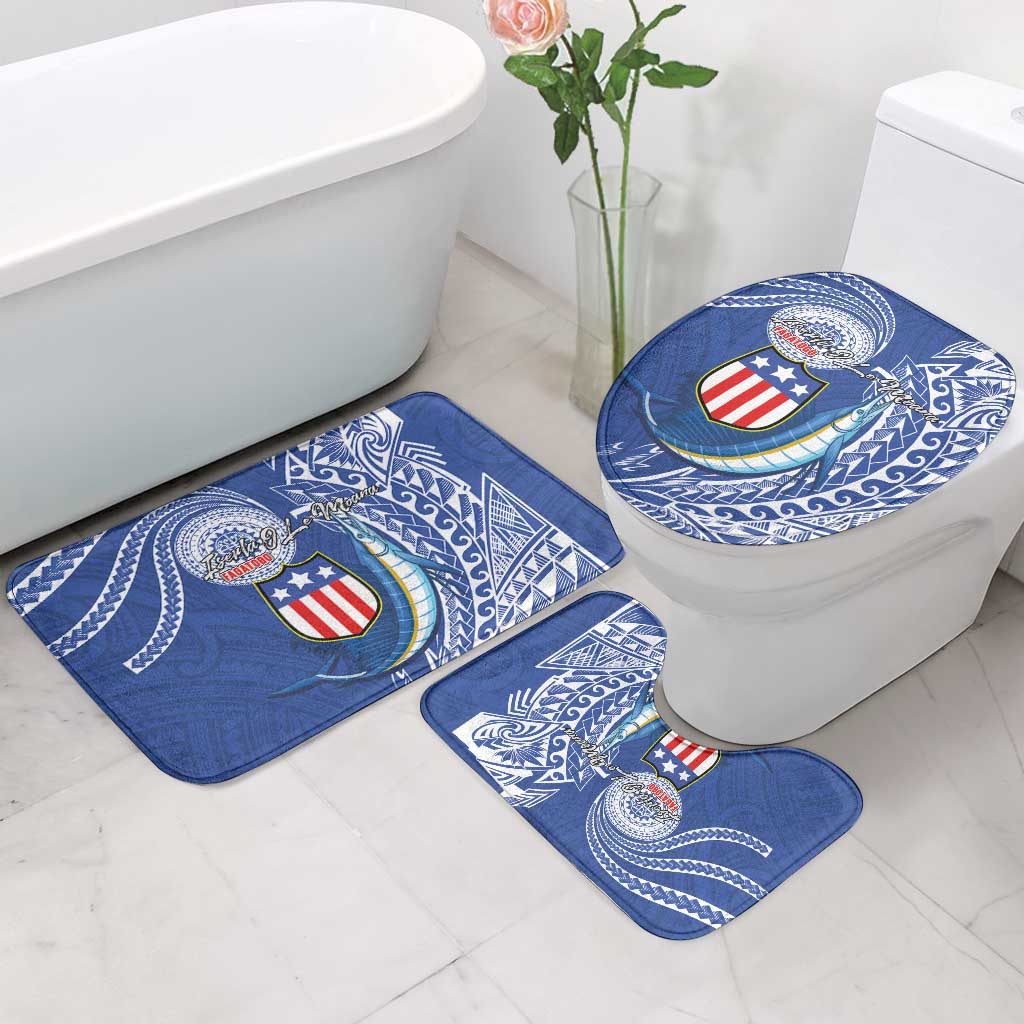 American Samoa Flag Day Bathroom Set Fautasi Race Fagatogo-Iseula O Le Moana Sailfish Tribal Style